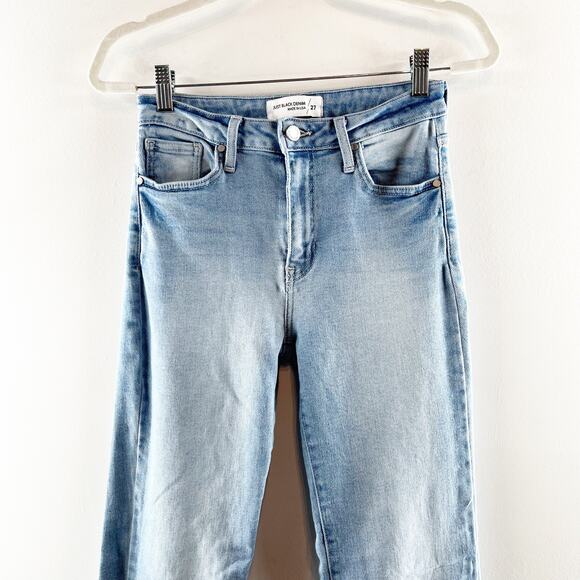 Just Black Mid Rise Straight Bootcut Raw Hem Jeans Light Wash Blue 27 / 4 - Picture 12 of 12